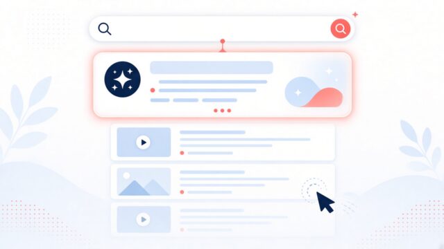 Zero-Clicks-SEO-clean Illustration of zero-click search: AI answer panel above search results